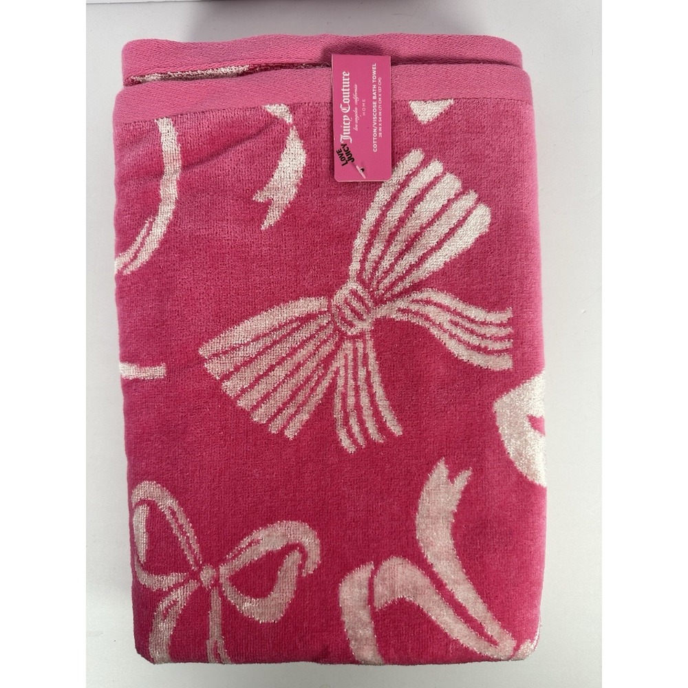 Juicy Couture Pink Bow Heart Bath Towel Love Juicy Bath Towel NWT